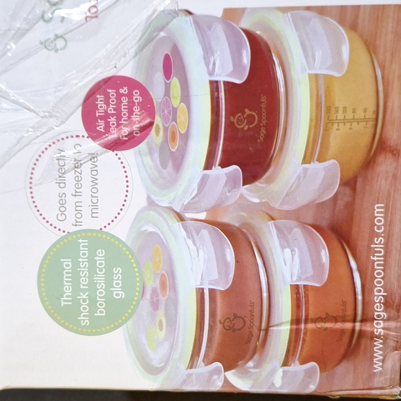 NEW! Sage Spoonfuls Tough Glass Bowls Baby Food Storage Containers - 4 Pack, 7oz - Picture 9 of 12